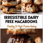 Stack of Dairy Free Coconut Macaroons with chocolate drizzle made from unsweetened desiccated coconut cookies.